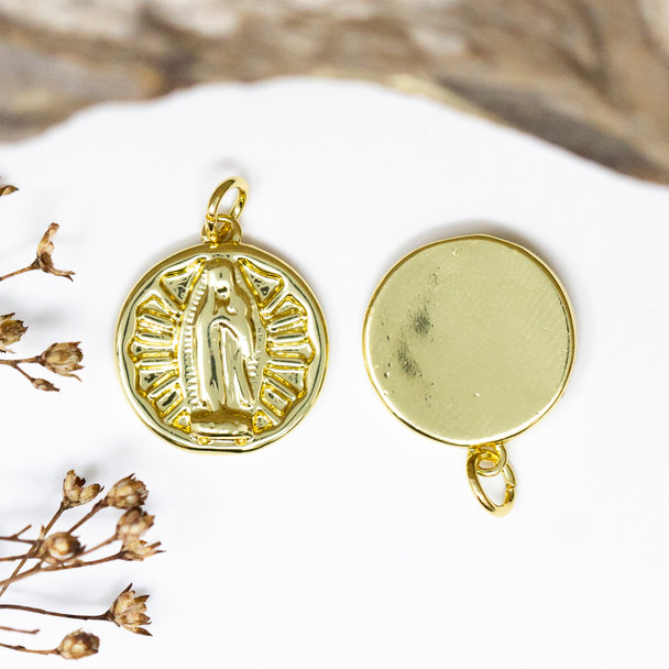 18K Gold Plated 16mm Virgin Mary Coin Charm