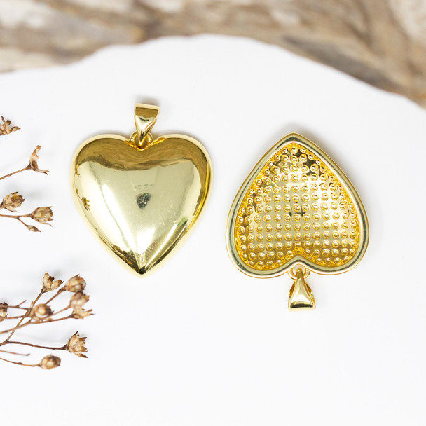 18K Gold Plated 20.5mm Heart Charm