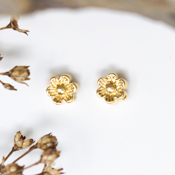 18K Gold Plated 4mm Flower Bead