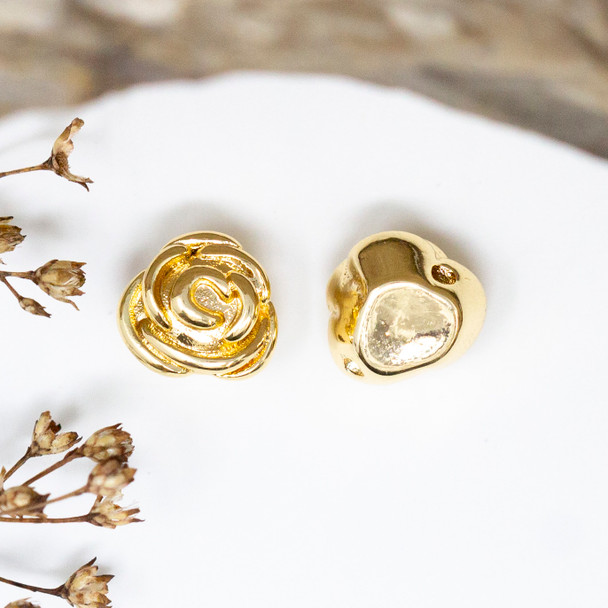 18K Gold Plated 9mm Rose Bead