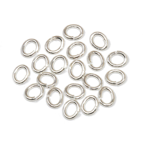 Silver Plated Small Oval Jump Rings - OPEN - 20 Pieces