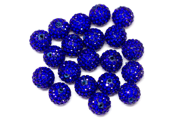 Polymer Clay Rhinestone A Grade 12mm Royal Blue Beads - 20 Beads