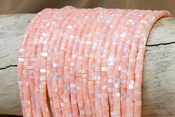 Mother of Pearl Polished 2x4mm Dyed Peach 2x4mm Wheel