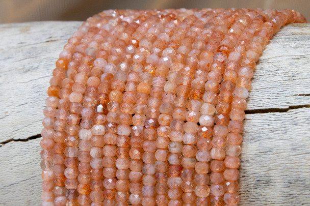 Orange Sunstone Polished 3x4mm Faceted Rondelle
