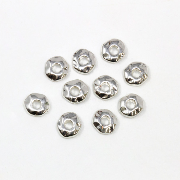 Sterling Silver Plated 5mm Nugget Anti Tarnish - 1.5mm Hole - 10 Pieces