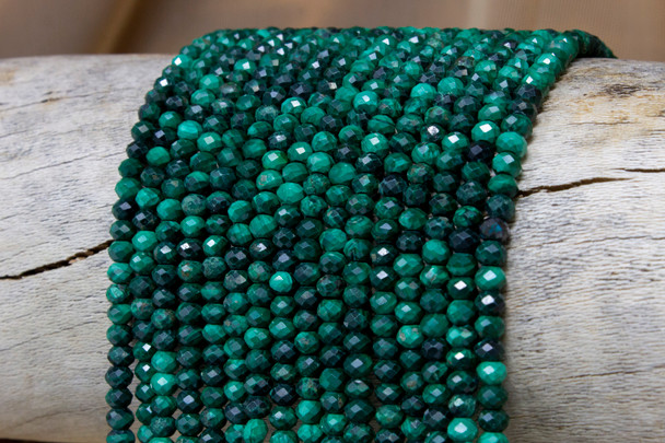 Malachite Polished 3x4mm Faceted Rondelle