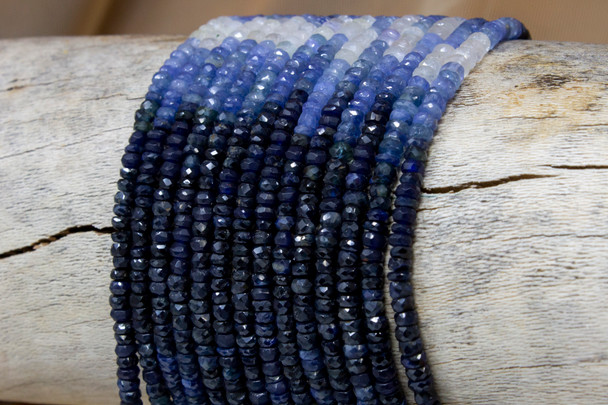 Sapphire Polished 3-4mm Faceted Rondelle - Banded