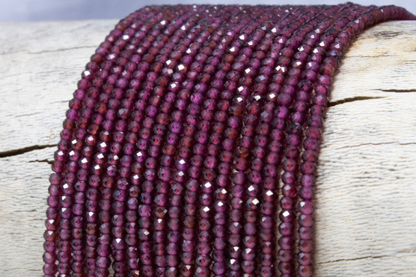 Purple Garnet Polished 2x3mm Faceted Rondelle