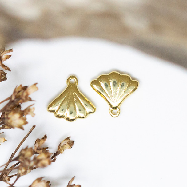 18K Gold Plated 7x8mm Tiny Shell Charm