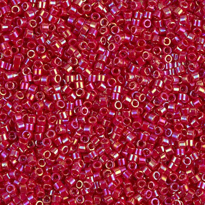 Delicas Size 11 Miyuki Seed Beads -- 162 Opaque Red AB