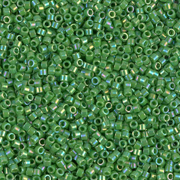 Delicas Size 11 Miyuki Seed Beads -- 163 Opaque Green AB