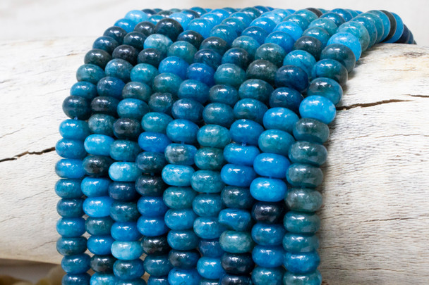 Jade Polished 5x8mm Smooth Rondelle - Dyed Capri Blue