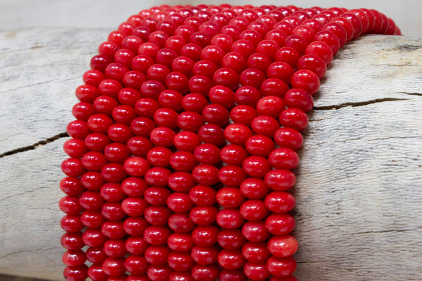 Red Coral Dyed Polished 4x6mm Rondelle