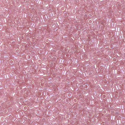 Delicas Size 11 Miyuki Seed Beads -- 1673 Transparent Pink AB / Pearl Lined