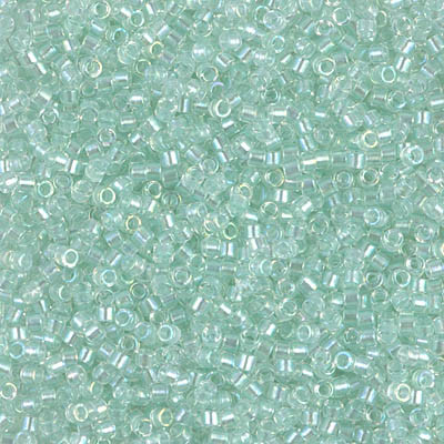Delicas Size 11 Miyuki Seed Beads -- 1675 Transparent Pale Green Mist AB / Pearl Lined