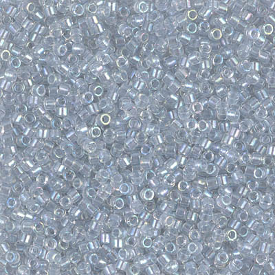 Delicas Size 11 Miyuki Seed Beads -- 1677 Transparent Pale Grey AB / Pearl Lined
