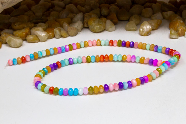 Shell Polished 5x4mm Dyed Multi Color Rondelle