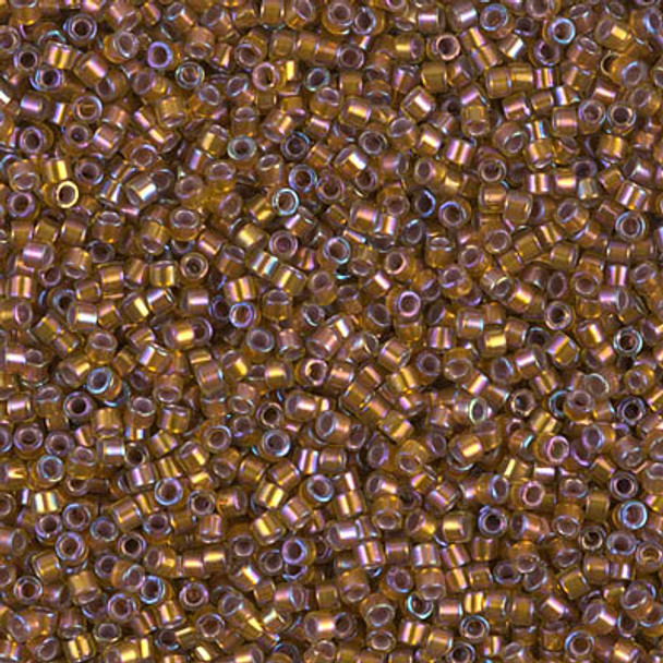 Delicas Size 11 Miyuki Seed Beads -- 1691 Glazed Dark Saffron AB / Silver Lined