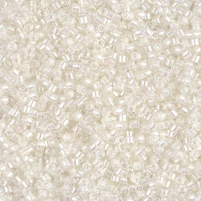Delicas Size 11 Miyuki Seed Beads -- 1701 Transparent Pale Beige AB / Pearl Lined