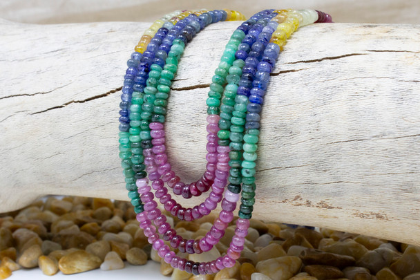 Sapphire Polished 4-5mm Smooth Rondelle - Banded Multi Color