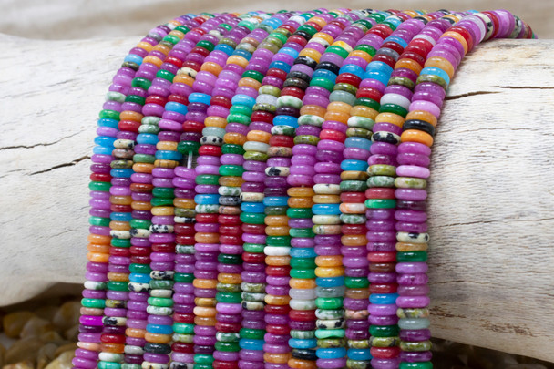 Mixed Gemstones Polished 2x6mm Rondelle
