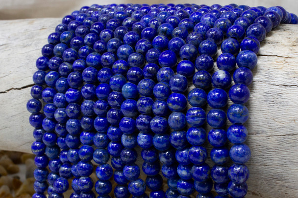 Natural Lapis A Grade Polished 6mm Round - 2mm Large Hole