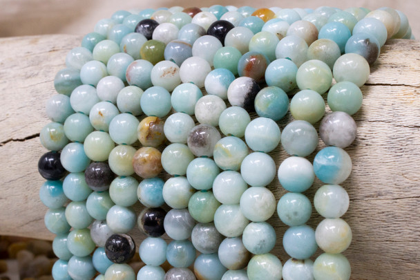 Amazonite Polished Multi Color 8mm Round - 2mm Large Hole