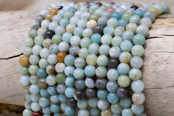 Amazonite Polished Multi Color 6mm Round - 2mm Large Hole