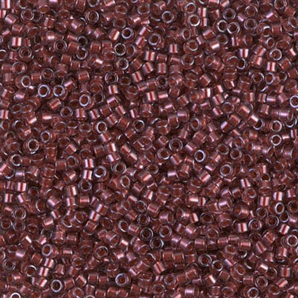 Delicas Size 11 Miyuki Seed Beads -- 1705 Transparent Dark Cranberry / Copper Pearl Lined