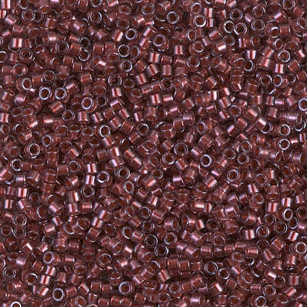 Delicas Size 11 Miyuki Seed Beads -- 1705 Transparent Dark Cranberry / Copper Pearl Lined