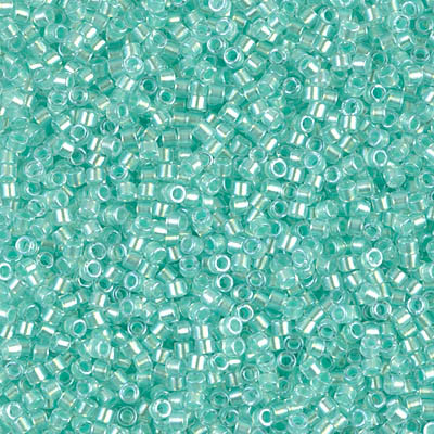 Delicas Size 11 Miyuki Seed Beads -- 1707 Glacier Blue / Mint Pearl Lined