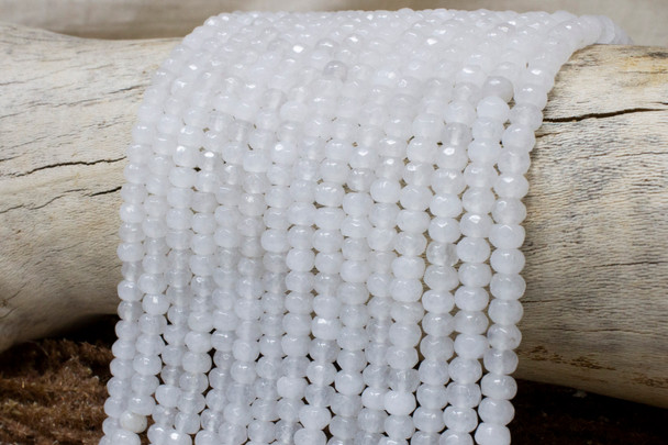 White Jade Polished 4x6mm Faceted Rondelle