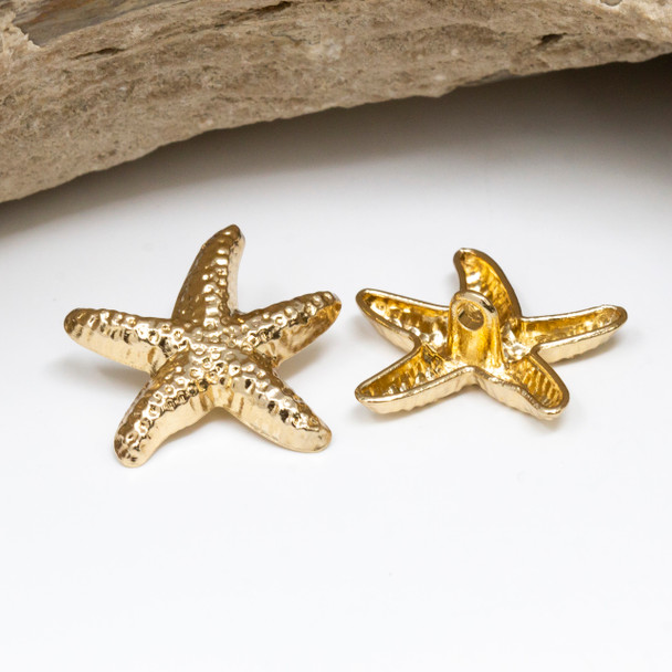 Gold Plated Zinc Alloy 25mm Starfish Button