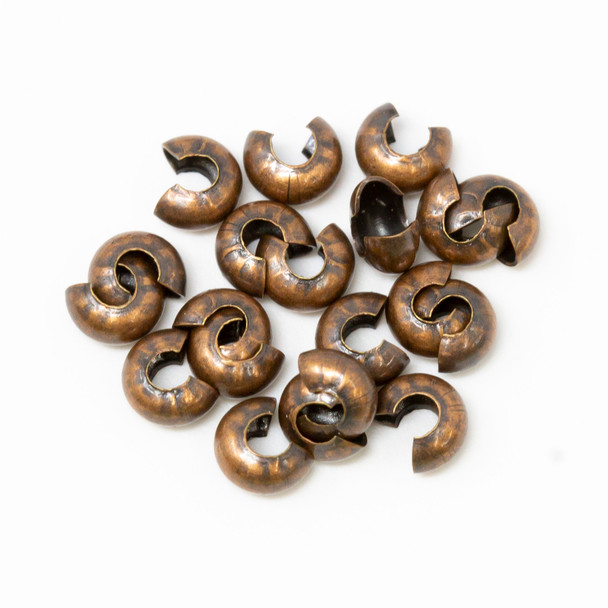 Antique Copper Plated 3mm Crimp Covers - 20 Pieces