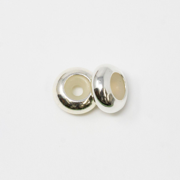 Silver Plated 8mm Silicone Suction Bead - 2mm Hole