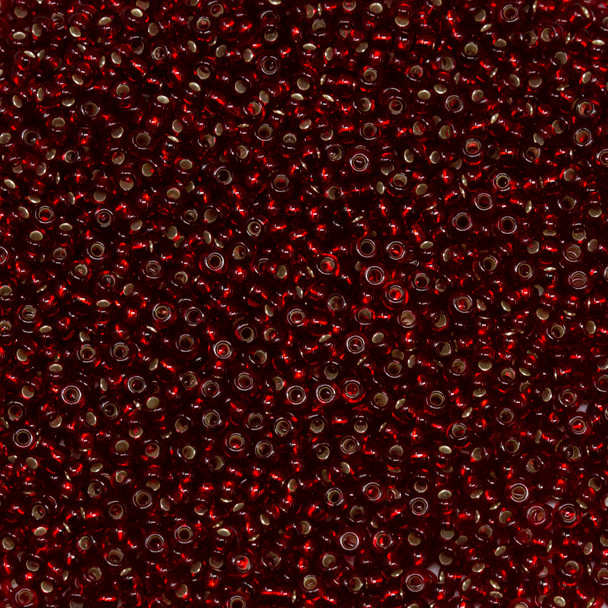 Size 11 Czech Seed Beads -- 14 Dark Ruby / Silver Lined
