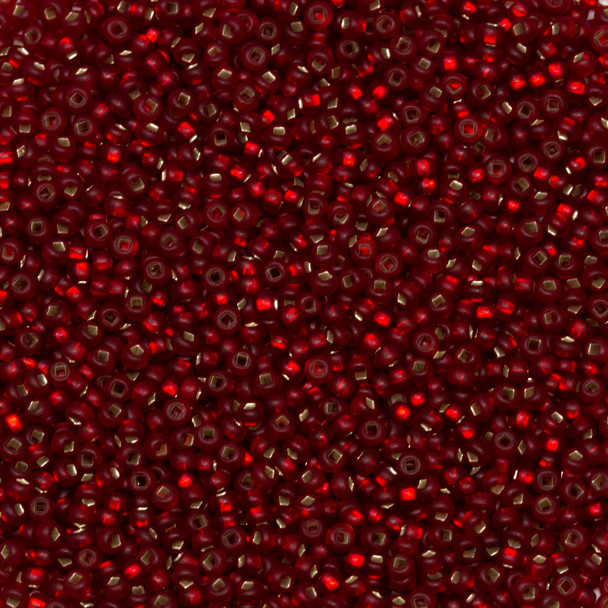 Size 11 Czech Seed Beads -- 14m Dark Ruby Mat / Silver Lined