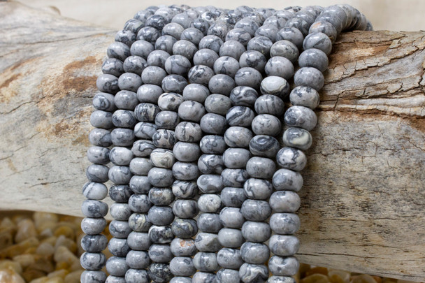 Grey Picture Jasper Polished 5x8mm Rondelle