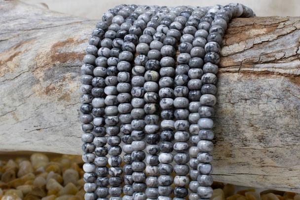 Grey Picture Jasper Polished 4x6mm Rondelle