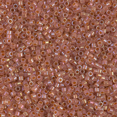Delicas Size 11 Miyuki Seed Beads -- 1733 Opal AB / Dark Peach Lined