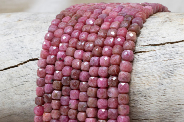 Rhodonite Brazil Polished 4mm Faceted Cube