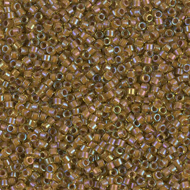 Delicas Size 11 Miyuki Seed Beads -- 1738 Chartreuse AB / Cocoa Lined