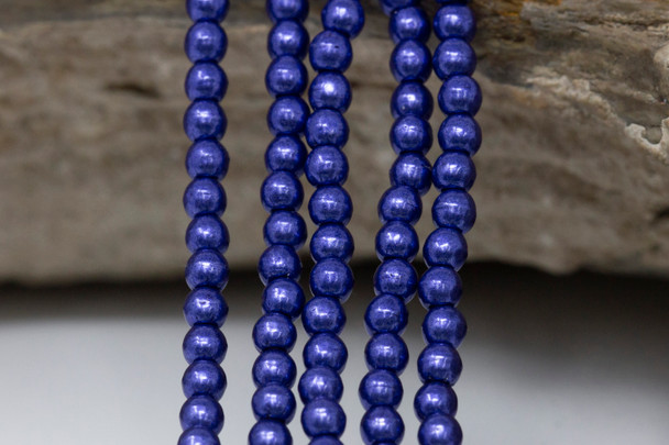Czech Glass 3mm Round -- Saturated Metallic Lapis blue