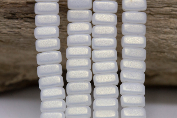 CzechMates® 6x3mm 2 Hole Bricks -- Suede Gold Lame Opaque White