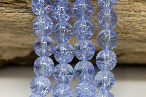 Czech Glass 6mm  Round -- Crackle Light Sapphire