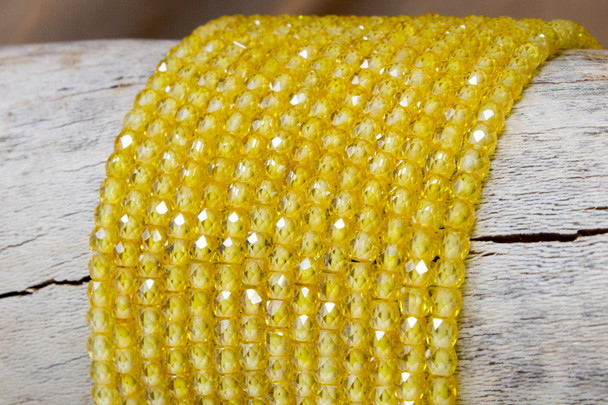 Zircon CZ AA Grade Polished Yellow 3x4mm Faceted Rondelle