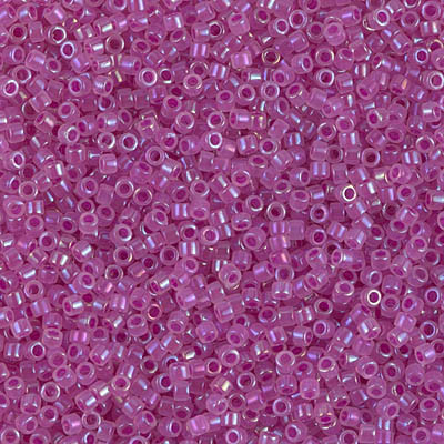 Delicas Size 11 Miyuki Seed Beads -- 1744 Opal AB / Fuchsia Lined