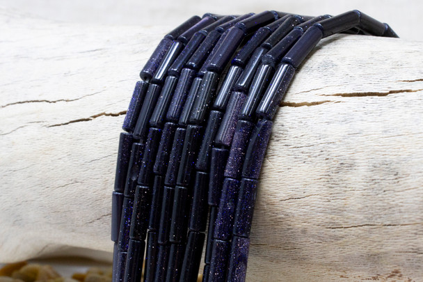 Blue Goldstone Polished 4x13mm Tube