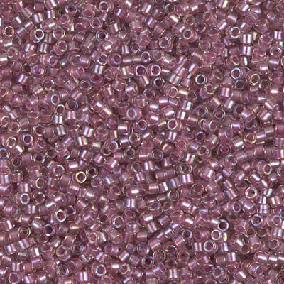 Delicas Size 11 Miyuki Seed Beads -- 1745 Sparkle Crystal AB / Antique Rose Lined