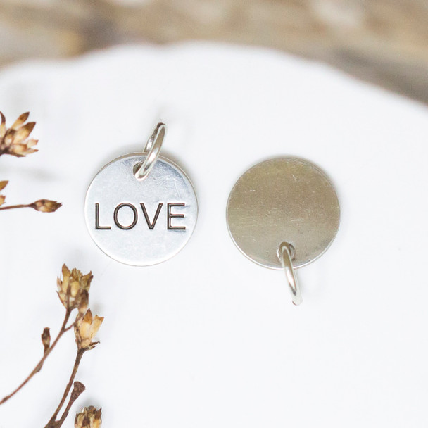 Silver Plated 9mm LOVE Disc Charm